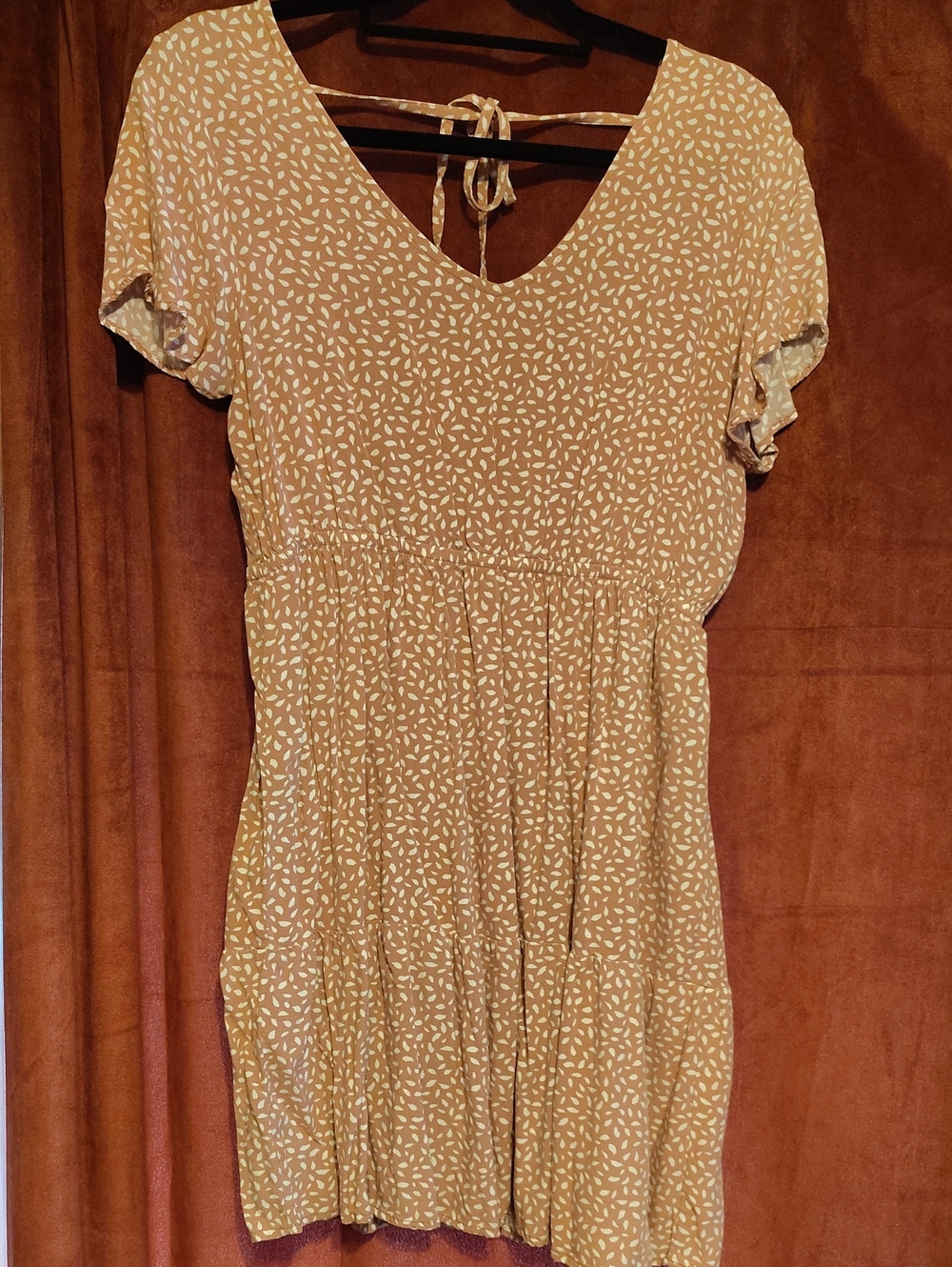 Pink Rose Dusty Rose And Tan Printed V-Neck Summer Dress